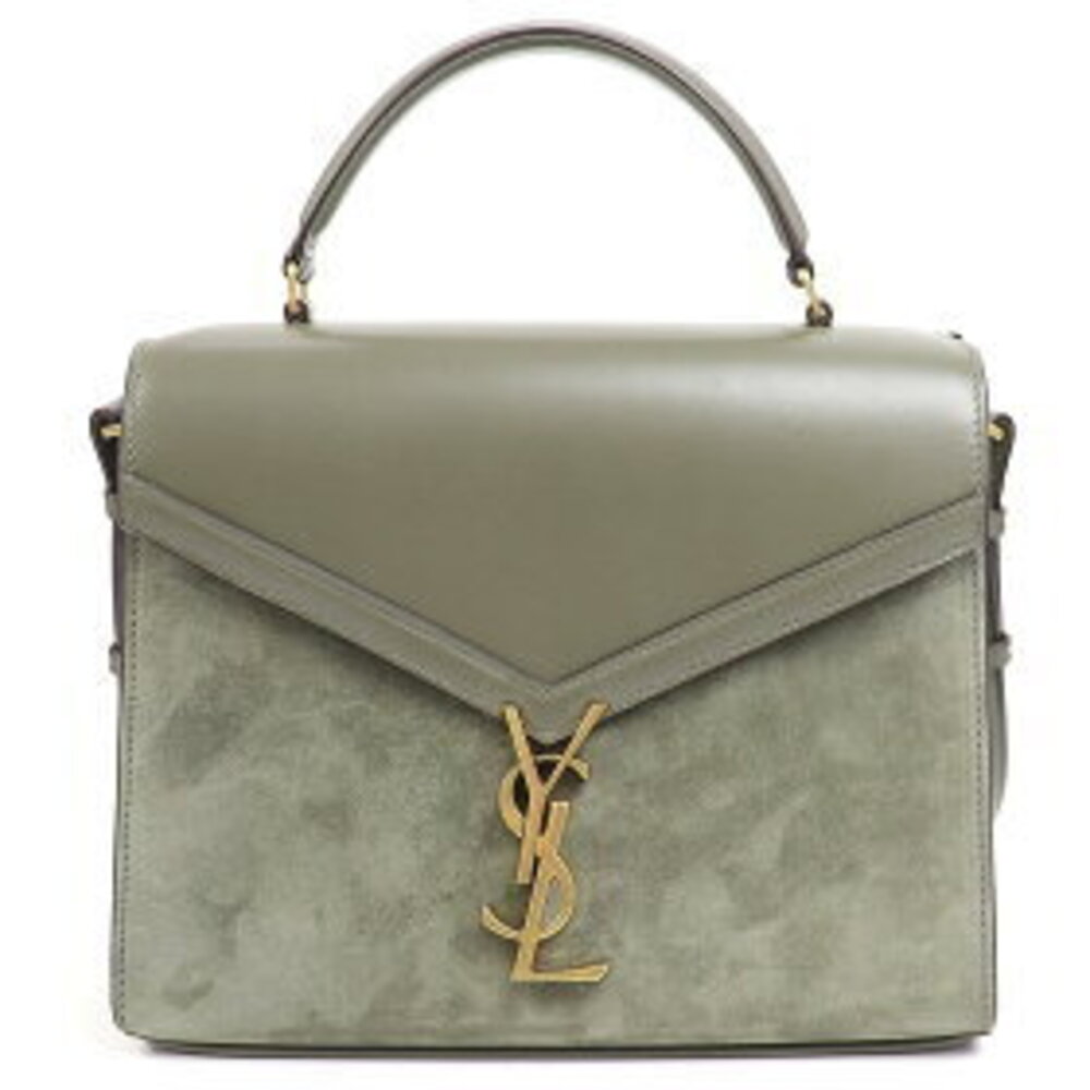 Saint Laurent Suede Top Khaki Cassandra Bag crossbody Green Handle Calfskin